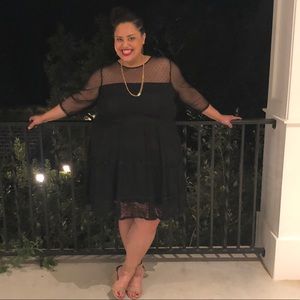 Black cocktail dress with lace top-Torrid